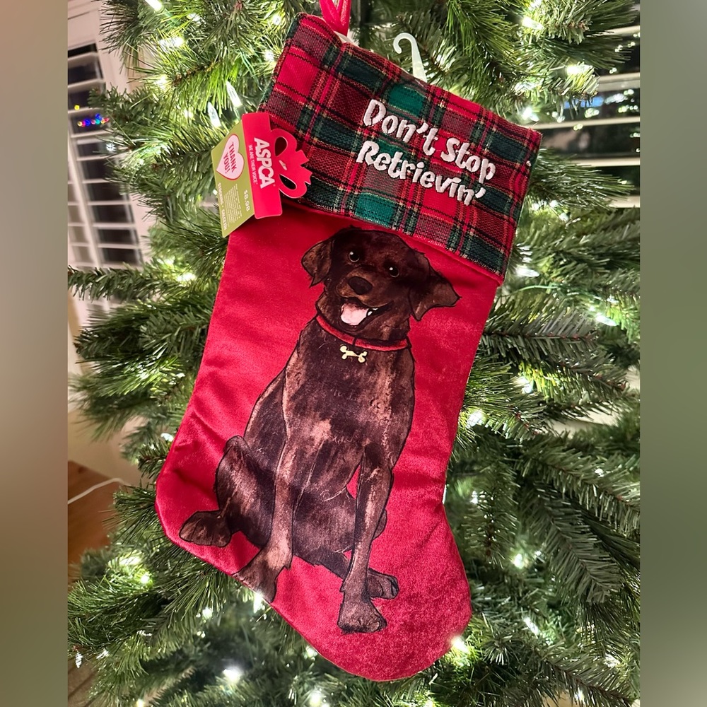 ASPCA Christmas Labrador Retriever Chocolate Lab Holiday Stocking NWT